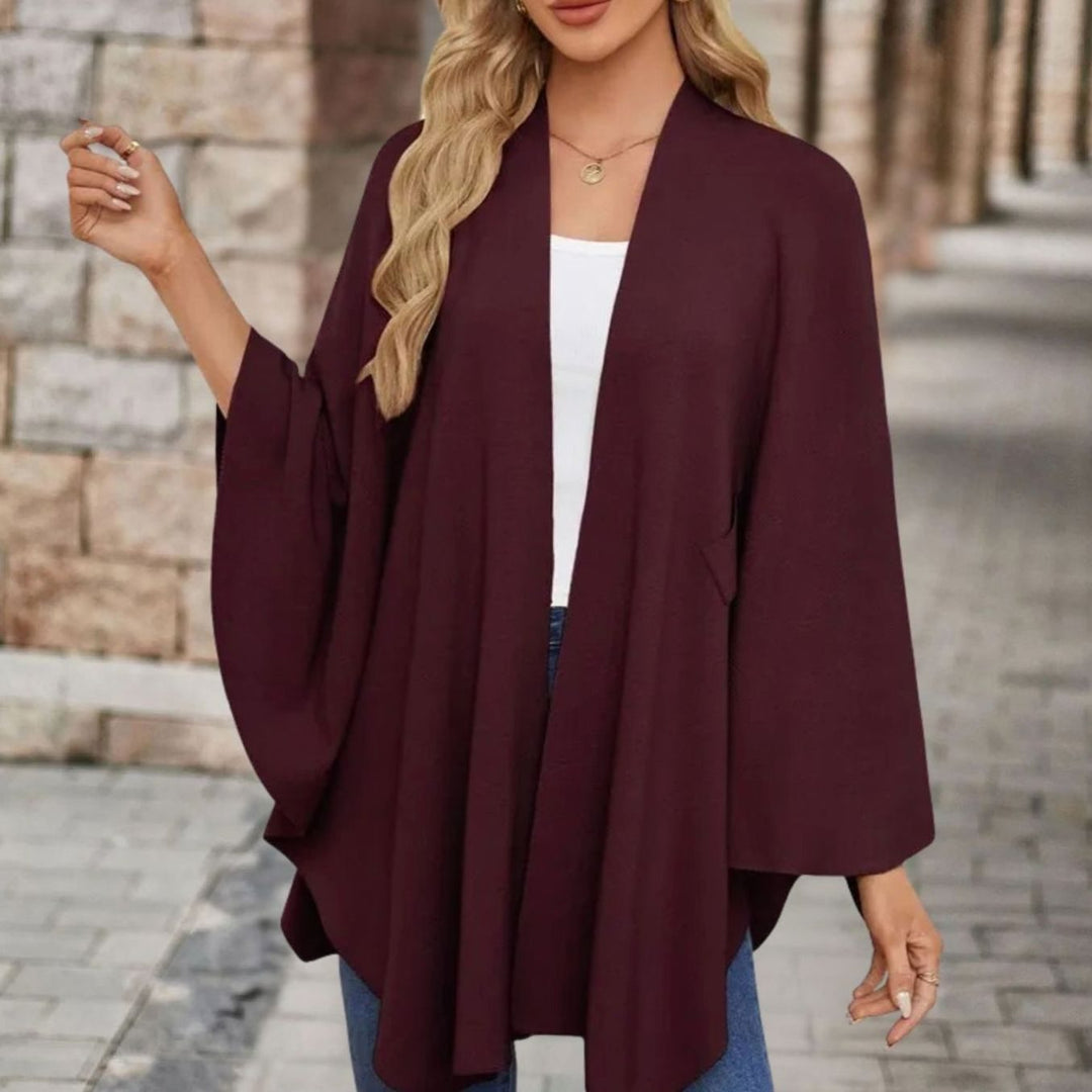 Damen Cape-Oberteil mit Frontknoten Fließende Wickel-Silhouette