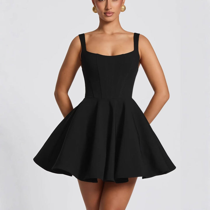 Damen Cocktailkleid ausgestellter Rock übergroße Schleife hinten