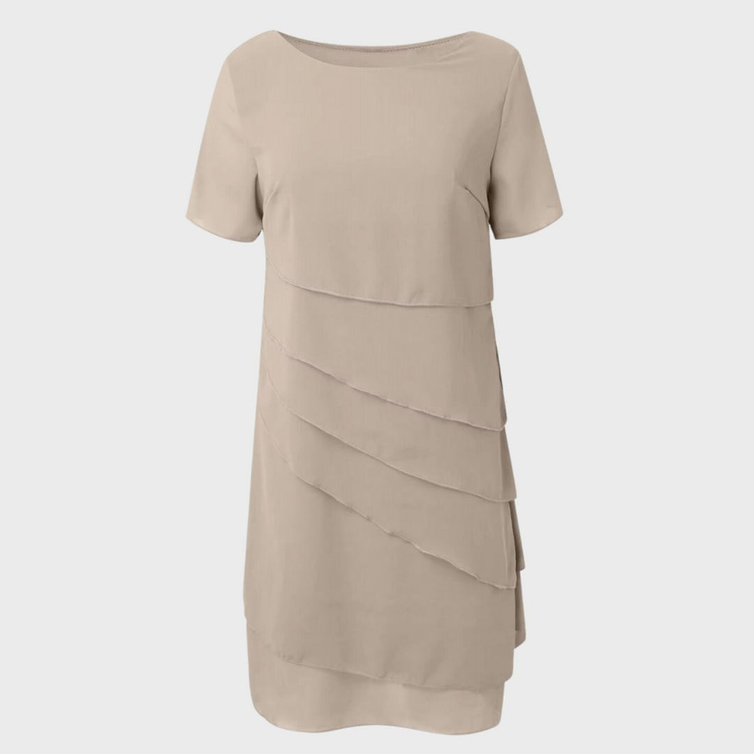 Damen Cocktailparty-Kleid geschichtetes Chiffon Kurzarm Abendkleid
