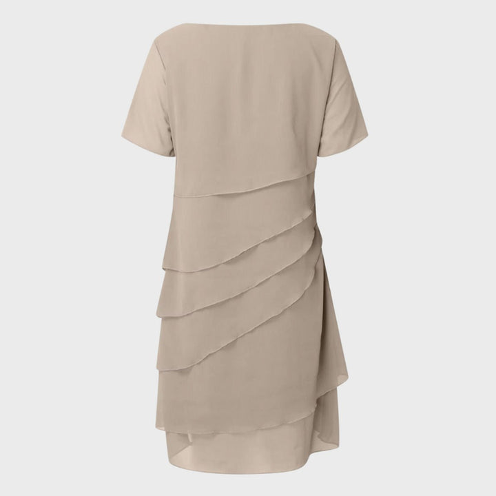 Damen Cocktailparty-Kleid geschichtetes Chiffon Kurzarm Abendkleid