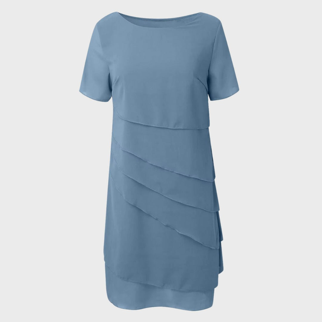 Damen Cocktailparty-Kleid geschichtetes Chiffon Kurzarm Abendkleid