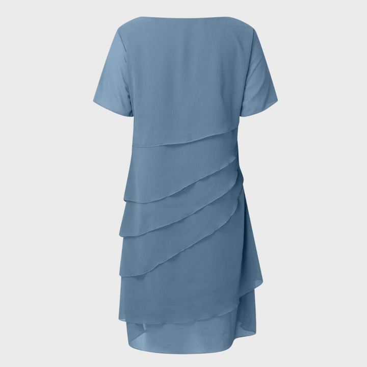 Damen Cocktailparty-Kleid geschichtetes Chiffon Kurzarm Abendkleid