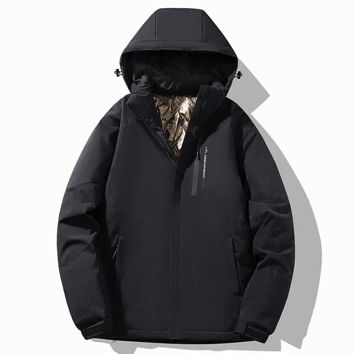 Damen Colorblock-Winter-Skijacke mit Kapuze Warm Gefüttert - Schwarz