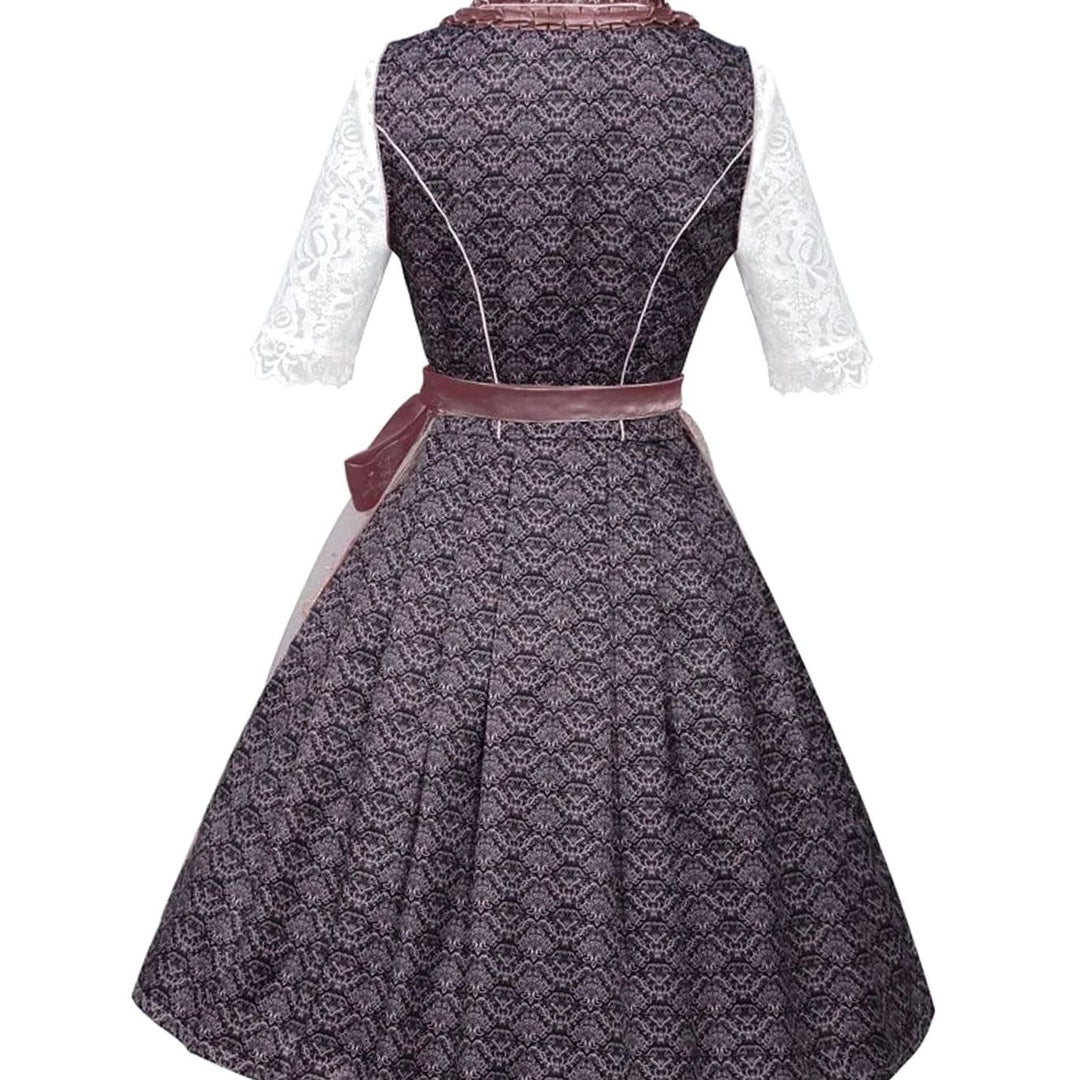 Damen Dirndl 3-teilig Spitzen-Trachtenkleid Oktoberfest Midi