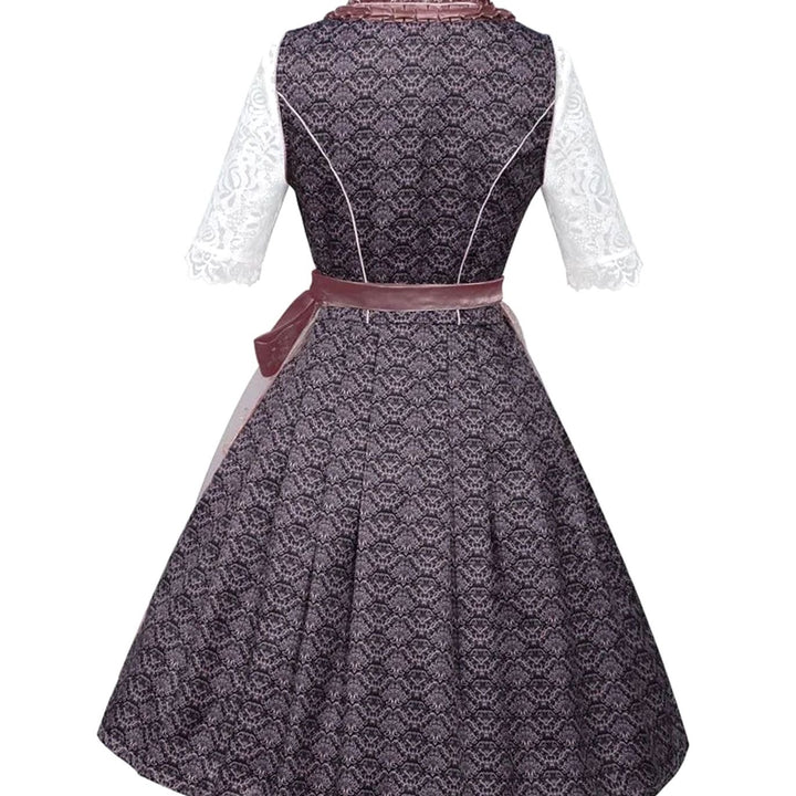 Damen Dirndl 3-teilig Spitzen-Trachtenkleid Oktoberfest Midi