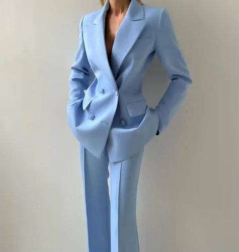 Damen Dreiteiler Blazer-Set mit Korsett-Top und Schlaghosen