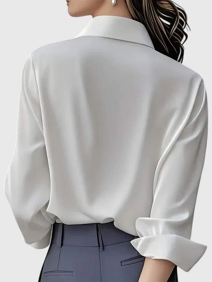 Damen Elegante Satin Business-Bluse mit verdeckter Knopfleiste