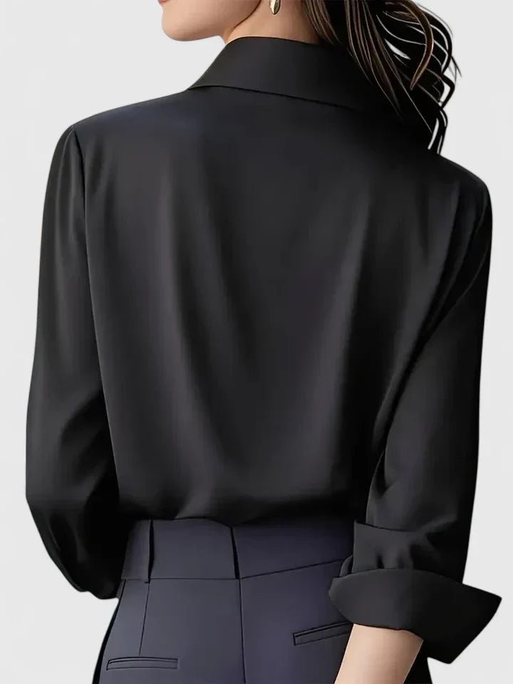 Damen Elegante Satin Business-Bluse mit verdeckter Knopfleiste