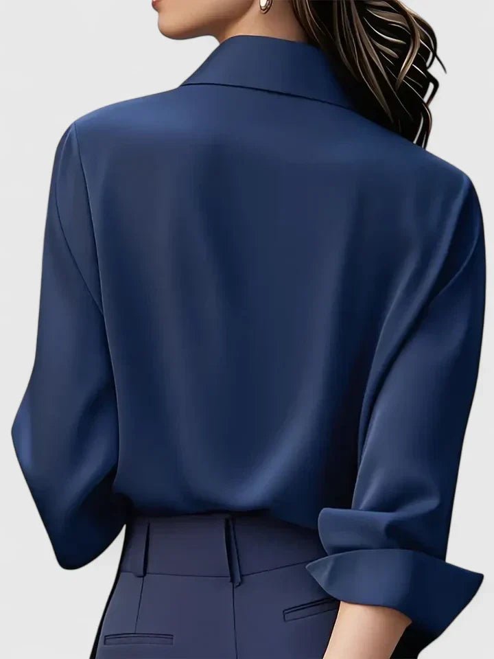 Damen Elegante Satin Business-Bluse mit verdeckter Knopfleiste