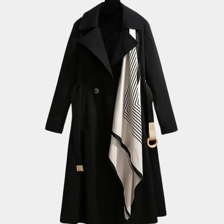 Damen Eleganter Trench Coat mit Ziergürtel Midi-Länge