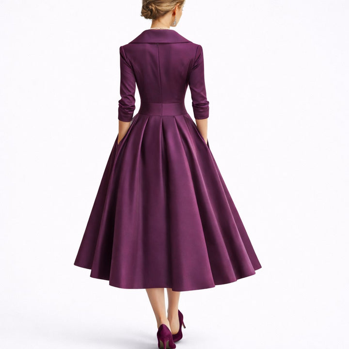 Damen Elegantes Midi-Kleid für Herbst Hochzeitsgäste A-Linie