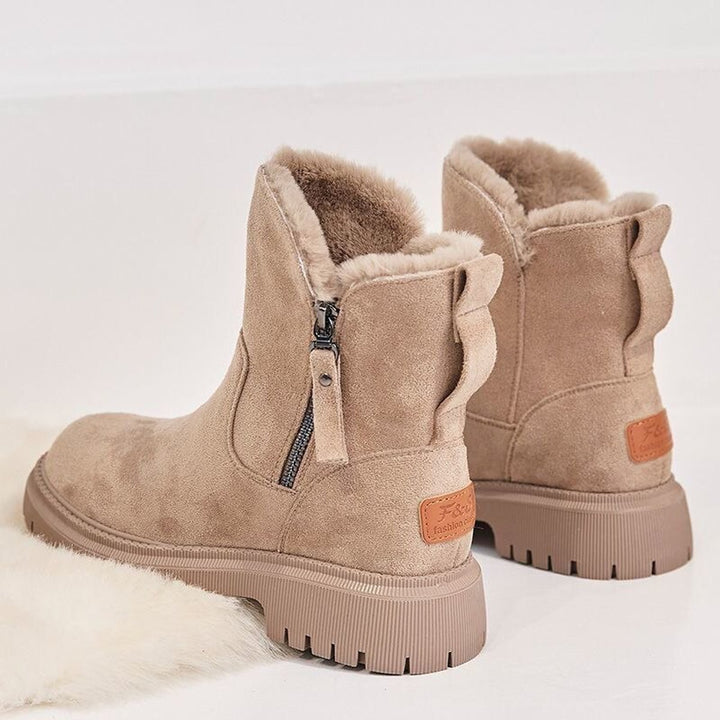 Damen Gefütterte Wildleder Ankle Boots Stiefeletten Flach Warm