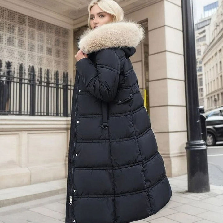 Damen Gefütterter Wintersteppmantel mit Kapuze und Taillengürtel