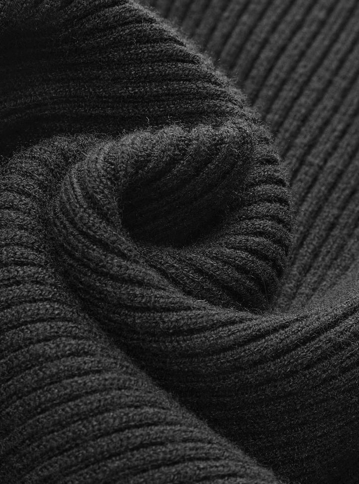 Damen Gerippter Rollkragenpullover Enganliegend Langarm Strick