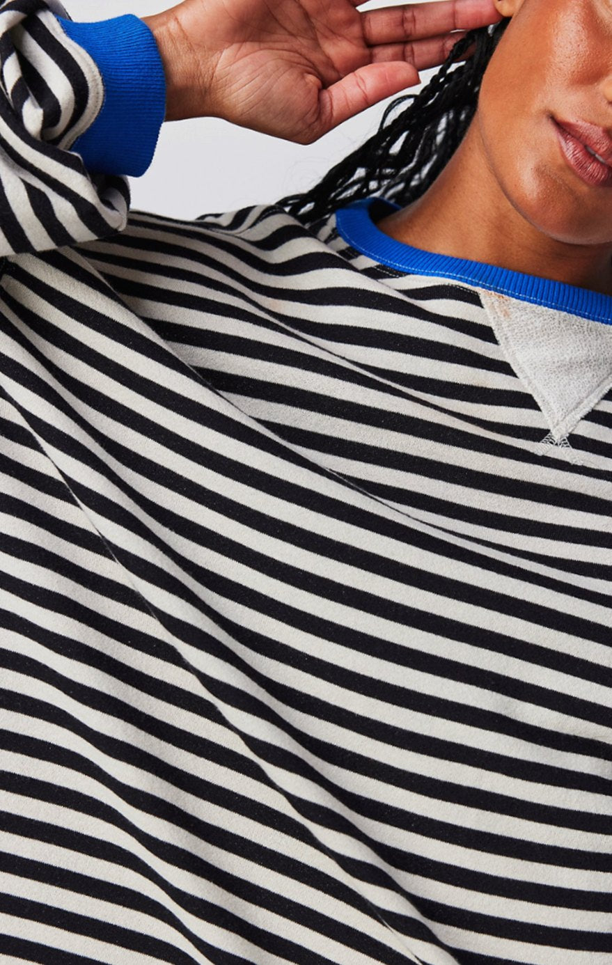 Damen Gestreifter Rundhals-Pullover für den Frühling