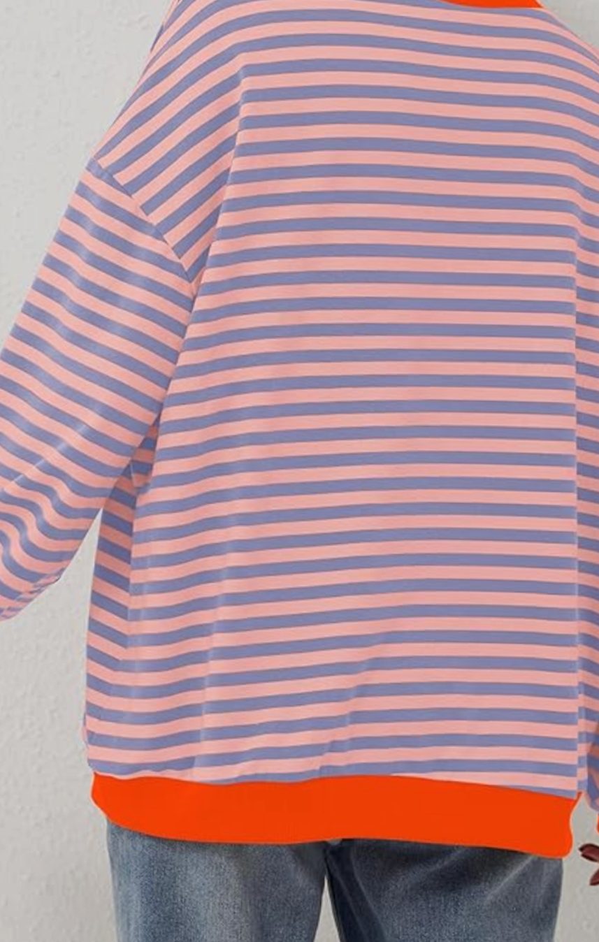 Damen Gestreifter Rundhals-Pullover für den Frühling