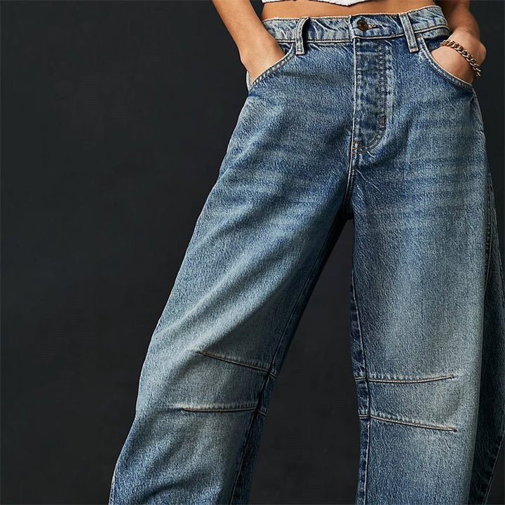 Damen High-Waist Barrel-Leg Relaxed-Fit Jeans