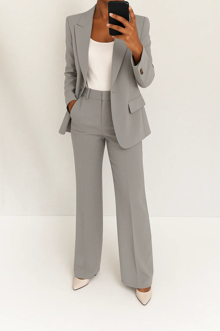 Damen High-Waist Wide-Leg Blazer-Anzug-Set - Grey