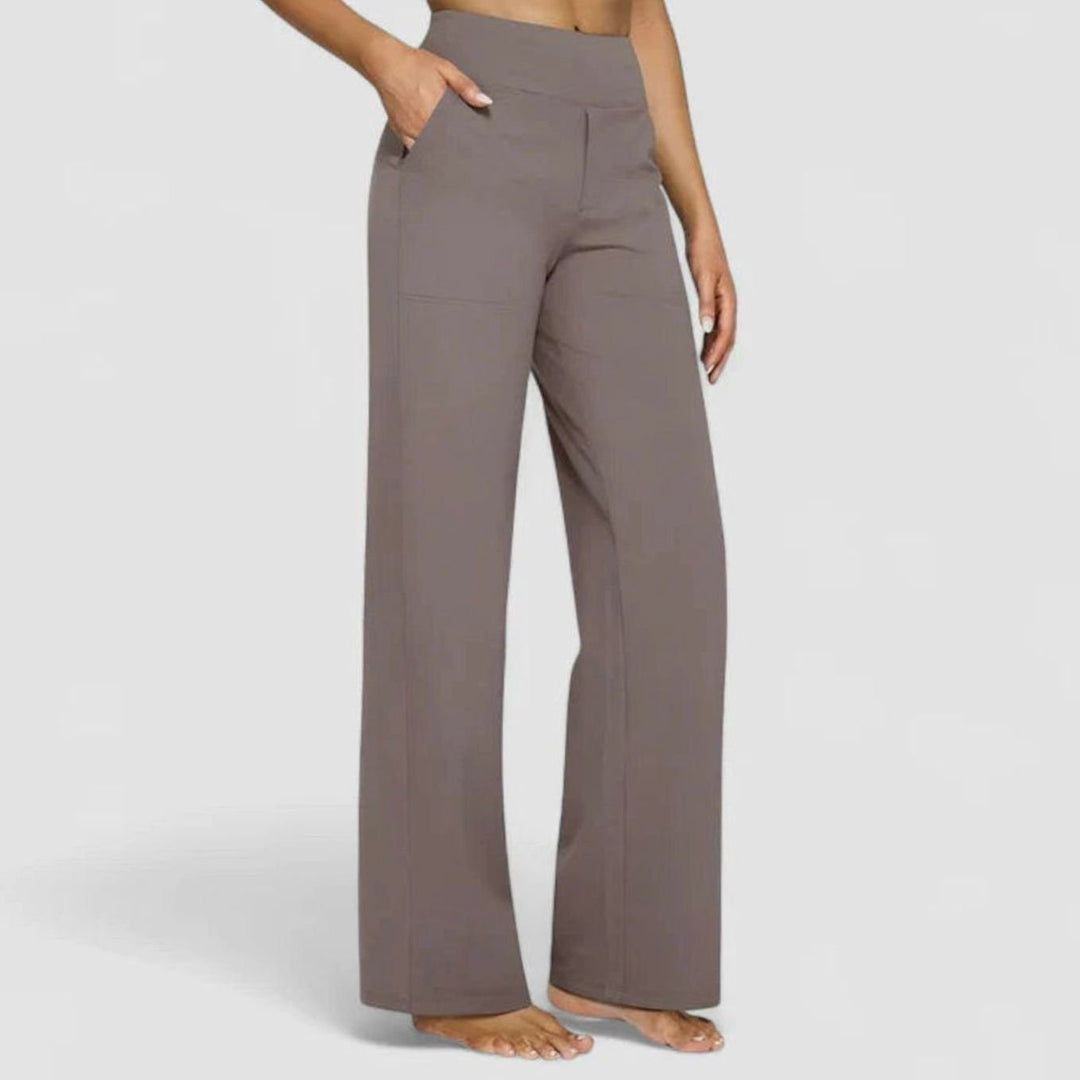 Damen Highwaist Weite Lounge-Hose mit Stretchbund - Taupe