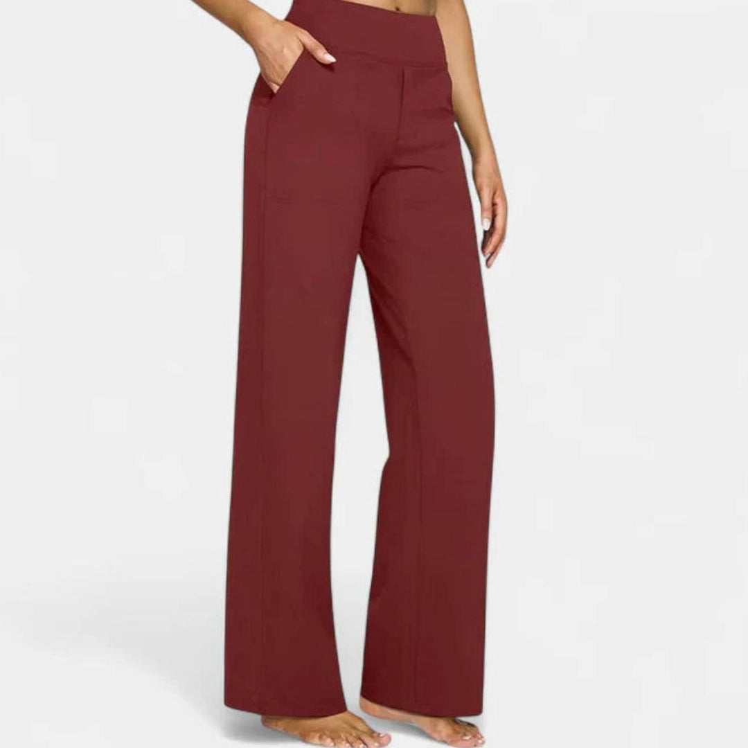 Damen Highwaist Weite Lounge-Hose mit Stretchbund - Rot