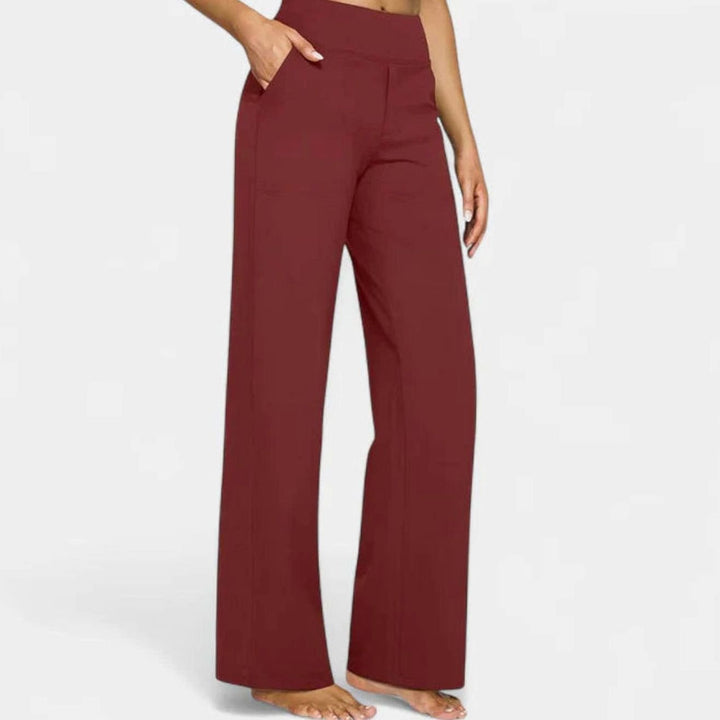 Damen Highwaist Weite Lounge-Hose mit Stretchbund - Rot