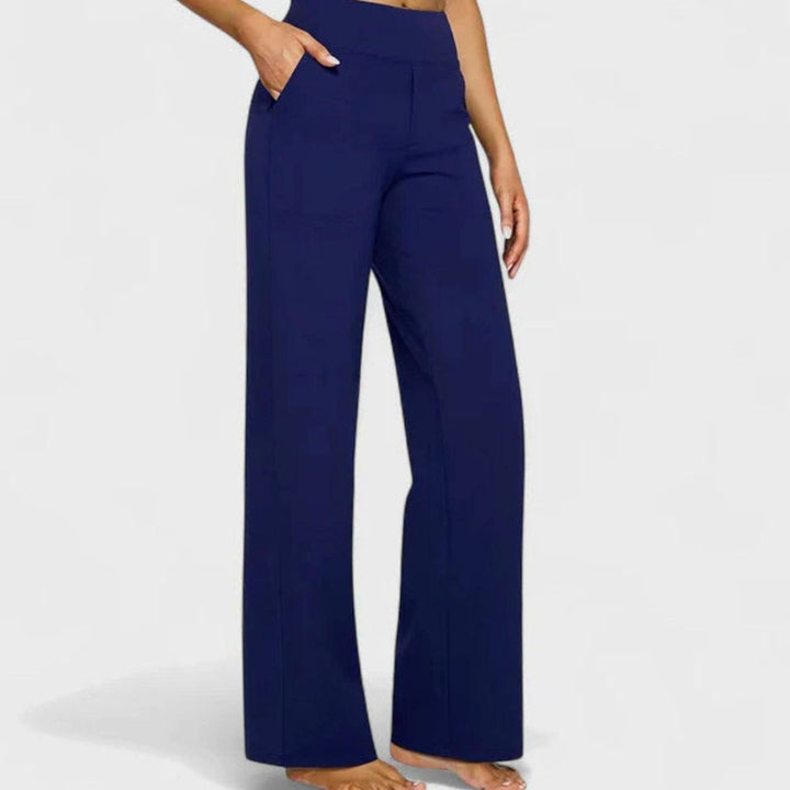 Damen Highwaist Weite Lounge-Hose mit Stretchbund - Blau