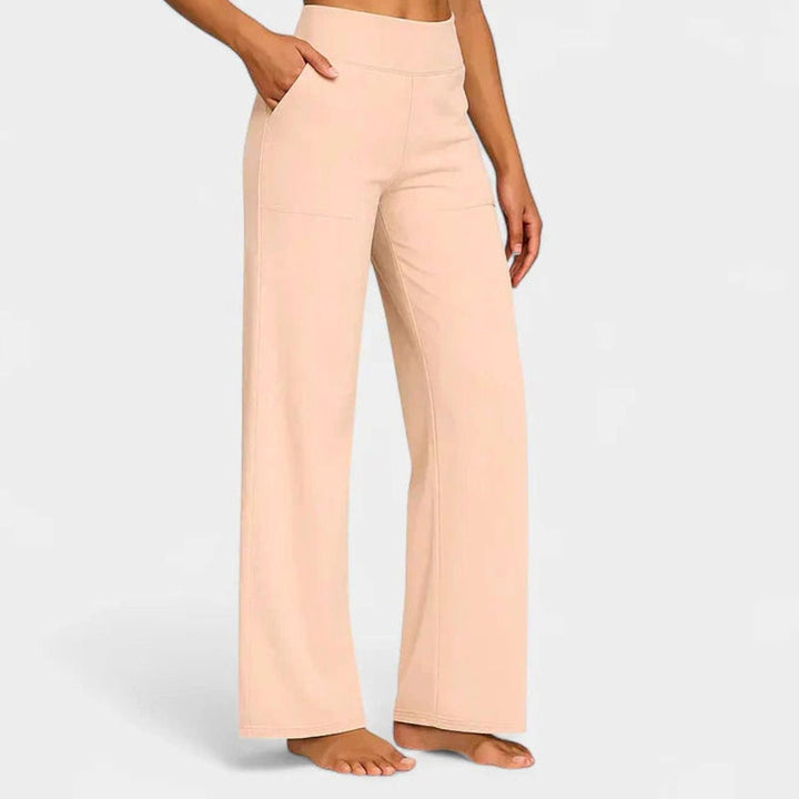 Damen Highwaist Weite Lounge-Hose mit Stretchbund - Aprikose