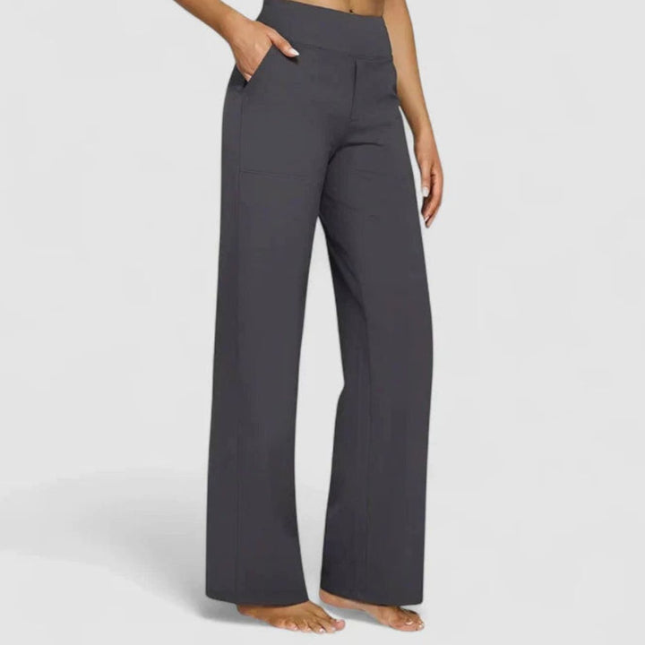 Damen Highwaist Weite Lounge-Hose mit Stretchbund - Grau