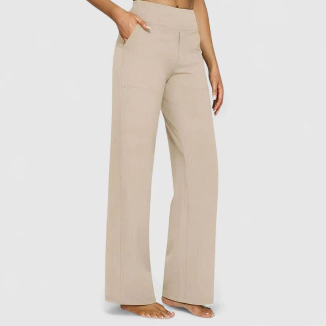 Damen Highwaist Weite Lounge-Hose mit Stretchbund - Creme
