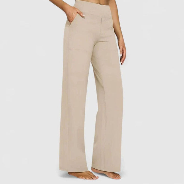 Damen Highwaist Weite Lounge-Hose mit Stretchbund - Creme