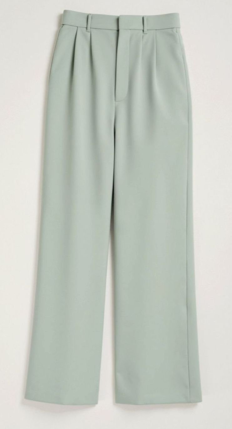 Damen Hochtaillierte Weite Hose mit Bundfalten - Hellblau