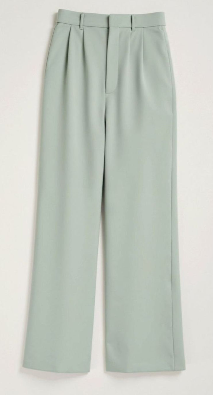 Damen Hochtaillierte Weite Hose mit Bundfalten - Hellblau