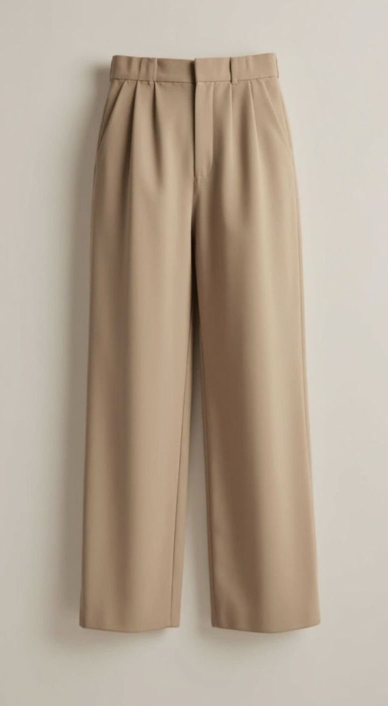Damen Hochtaillierte Weite Hose mit Bundfalten - Khaki