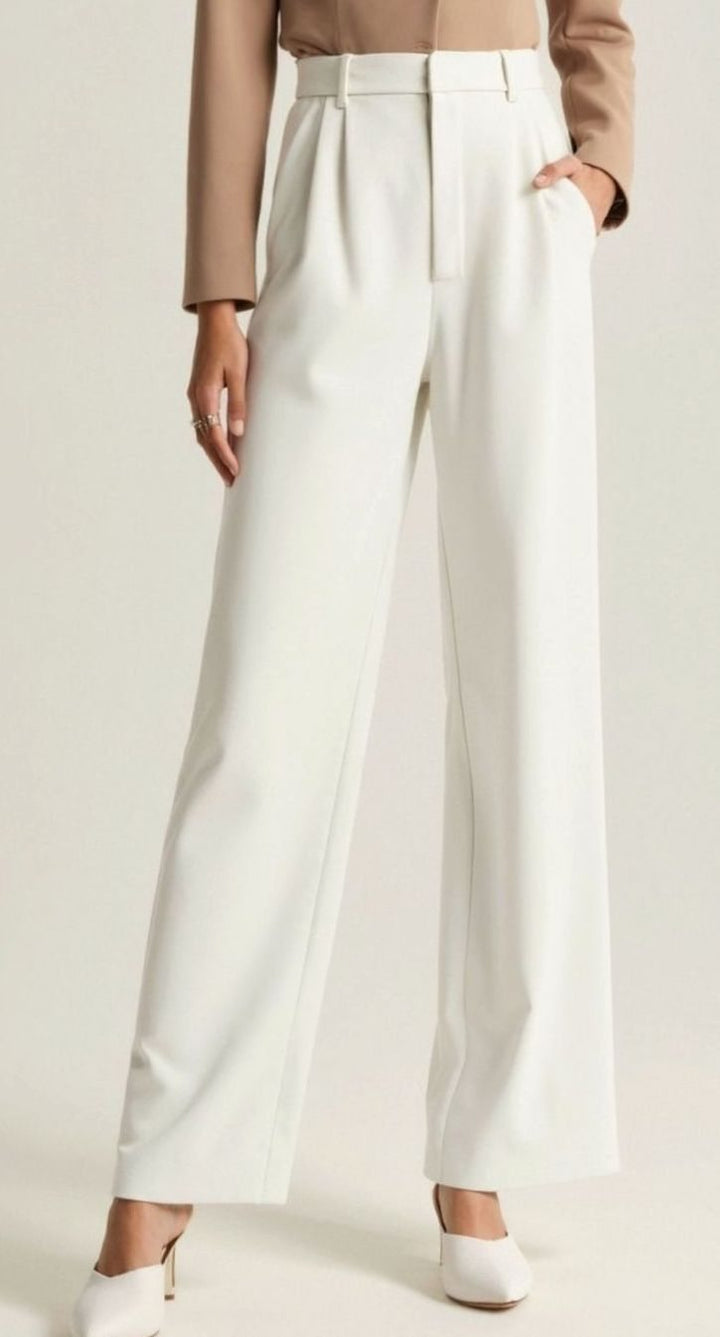 Damen Hochtaillierte Weite Hose mit Bundfalten