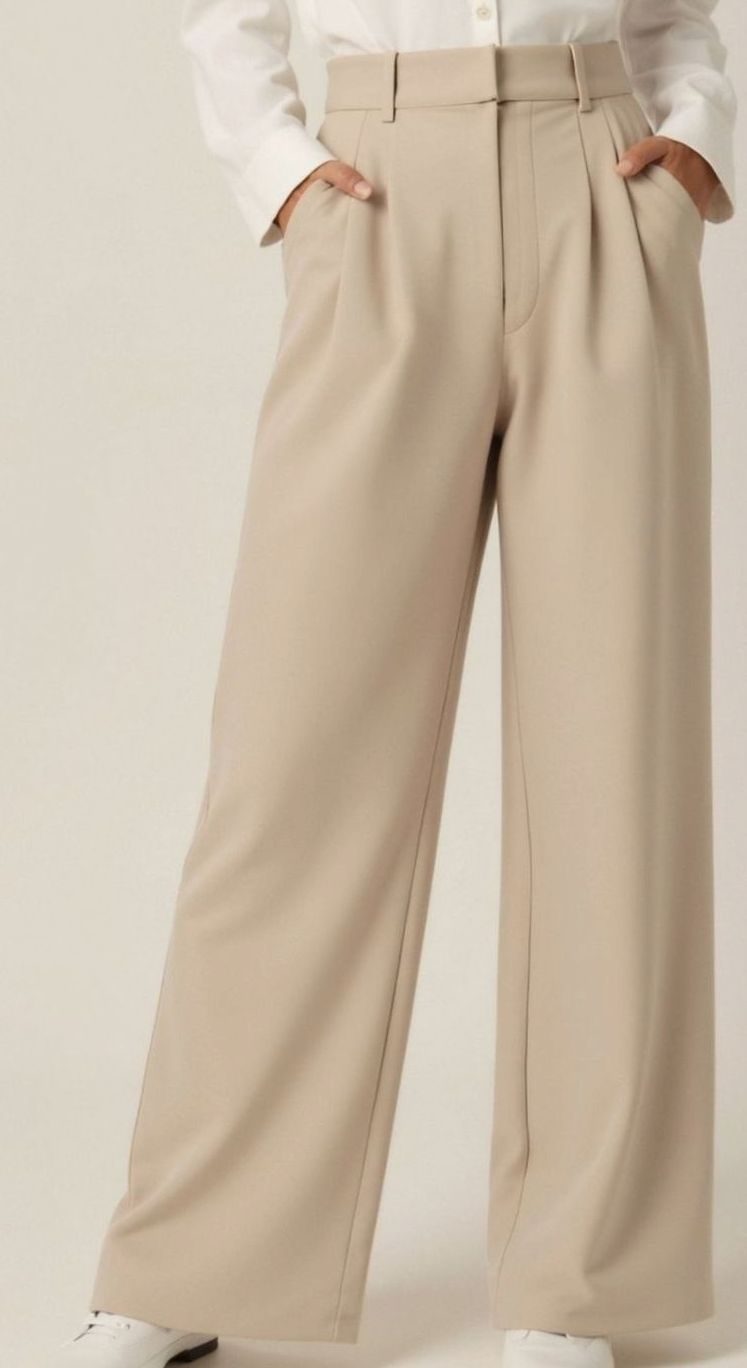 Damen Hochtaillierte Weite Hose mit Bundfalten