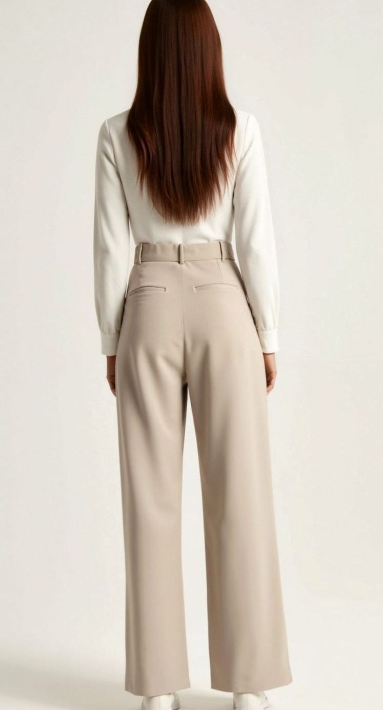 Damen Hochtaillierte Weite Hose mit Bundfalten