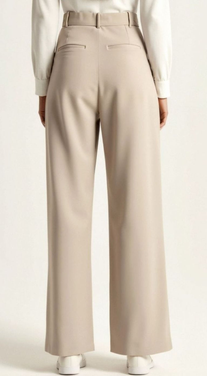 Damen Hochtaillierte Weite Hose mit Bundfalten