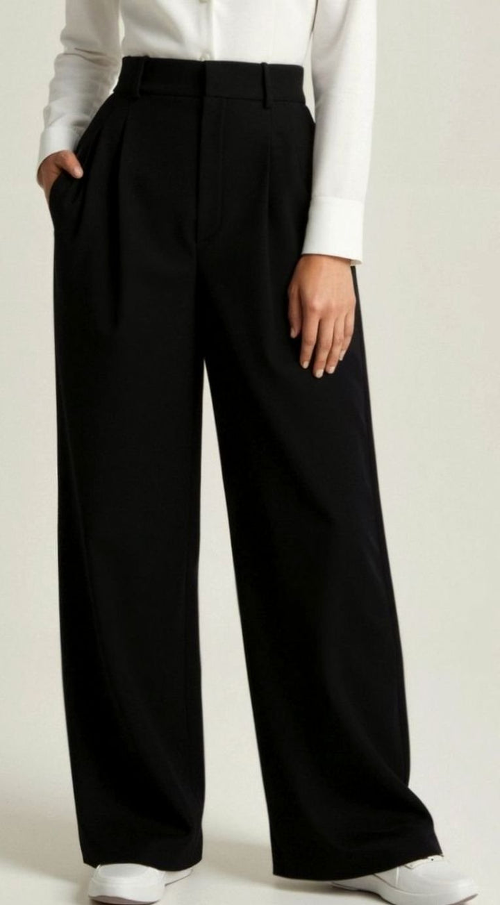 Damen Hochtaillierte Weite Hose mit Bundfalten