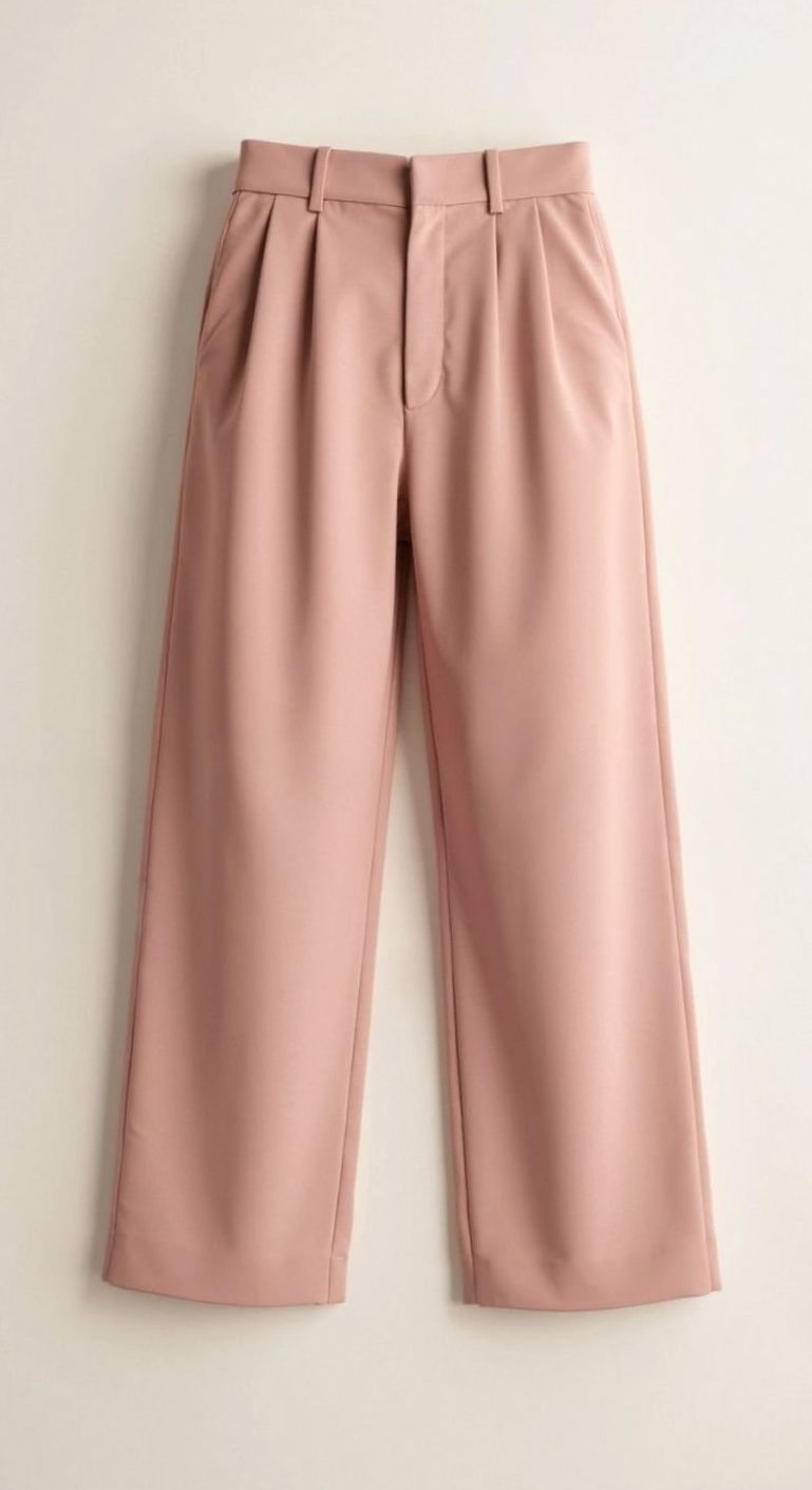 Damen Hochtaillierte Weite Hose mit Bundfalten - Rosa