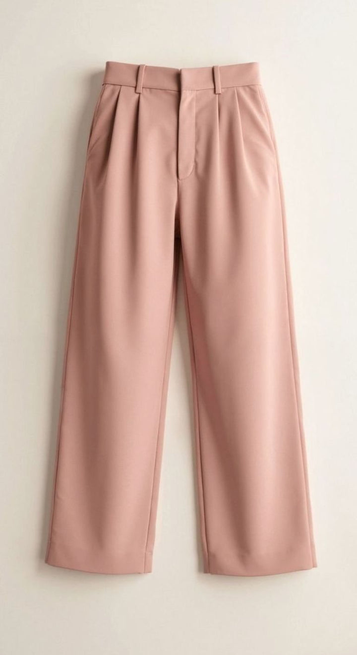 Damen Hochtaillierte Weite Hose mit Bundfalten - Rosa