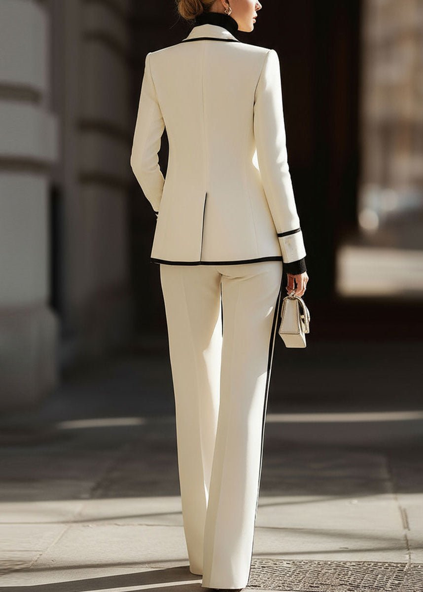 Damen Hosenanzug Zweiteiler Blazer Kontrastpaspel Business