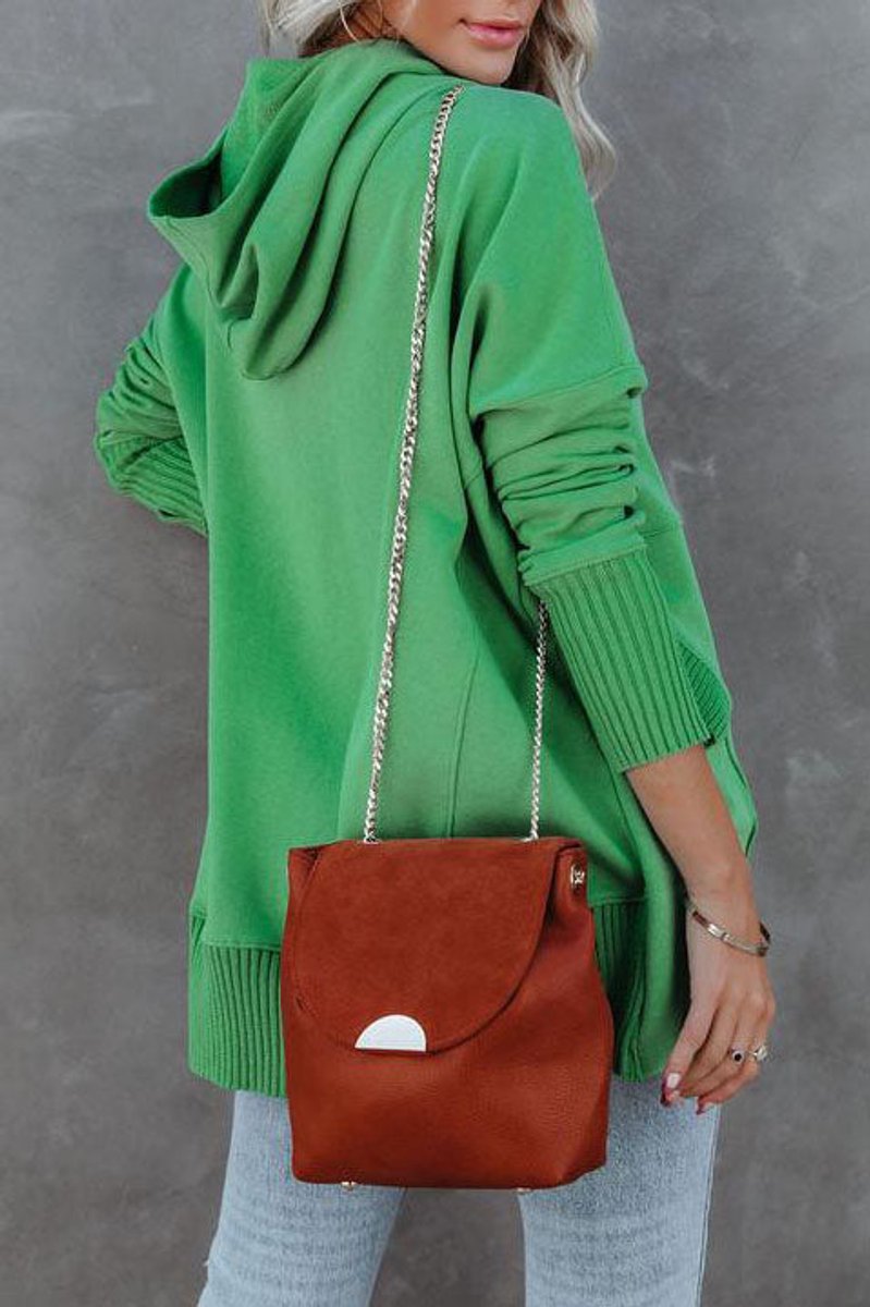 Damen Kapuzen-Tunika langarm oversized Hoodie mit Knopfleiste