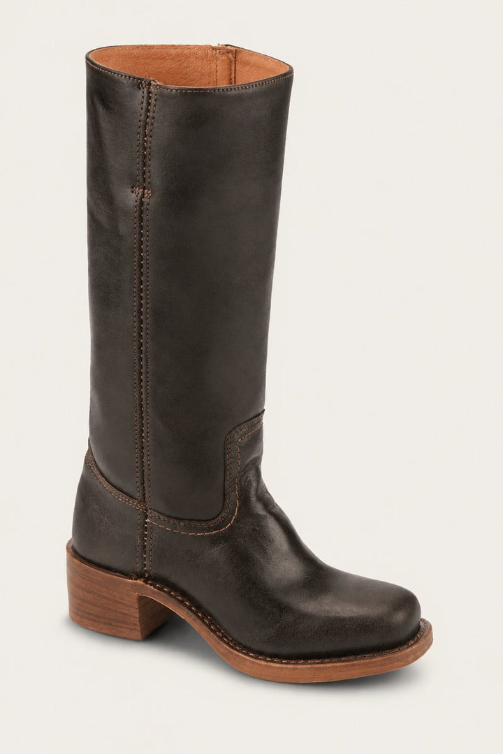 Damen Kniehöhe Leder Stiefel Blockabsatz