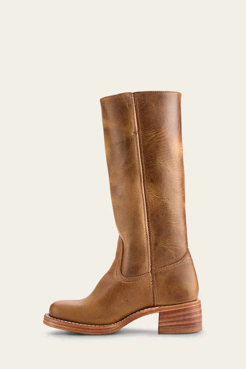 Damen Kniehöhe Leder Stiefel Blockabsatz