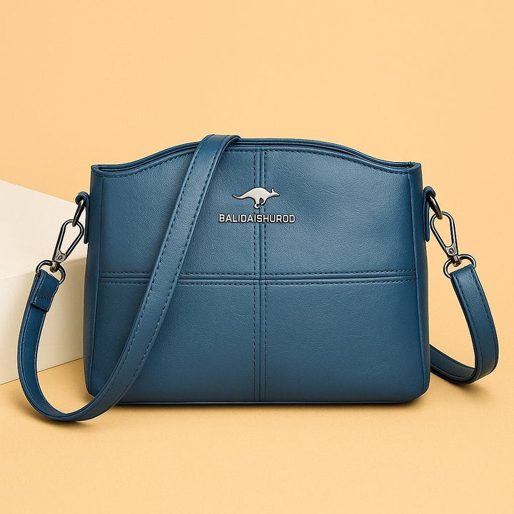 Damen Kunstleder Strukturierte Crossbody Umhängetasche mit Reißverschluss - Sky Blue