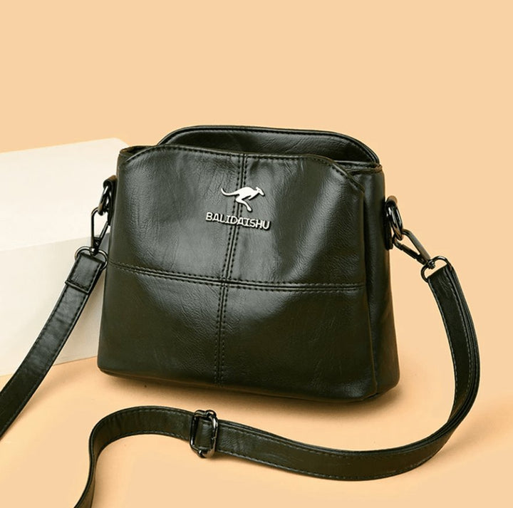 Damen Kunstleder Strukturierte Crossbody Umhängetasche mit Reißverschluss