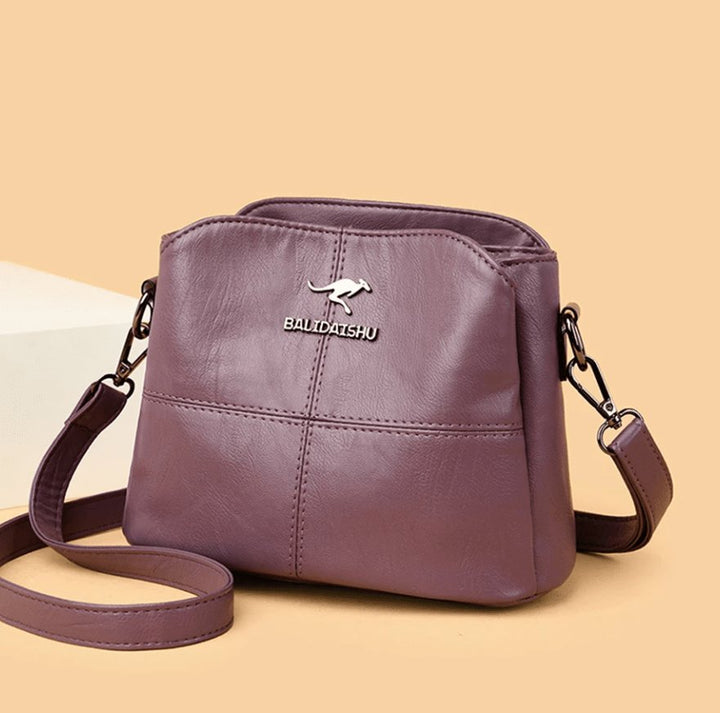 Damen Kunstleder Strukturierte Crossbody Umhängetasche mit Reißverschluss - Purple