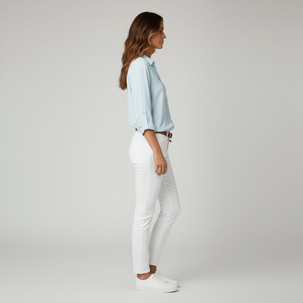 Damen Langarm-Bluse mit Hemdkragen und Knopfleiste in Relaxed Fit