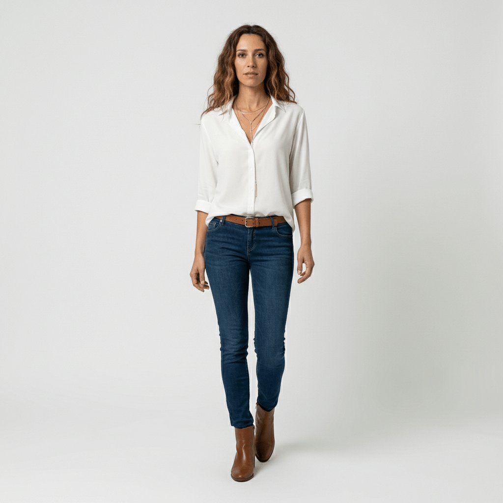 Damen Langarm-Bluse mit Hemdkragen und Knopfleiste in Relaxed Fit