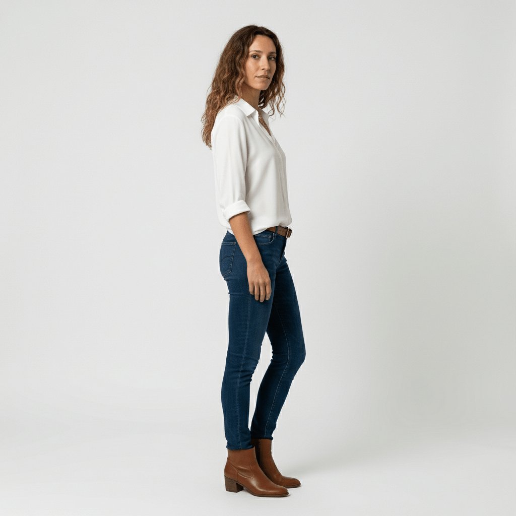 Damen Langarm-Bluse mit Hemdkragen und Knopfleiste in Relaxed Fit